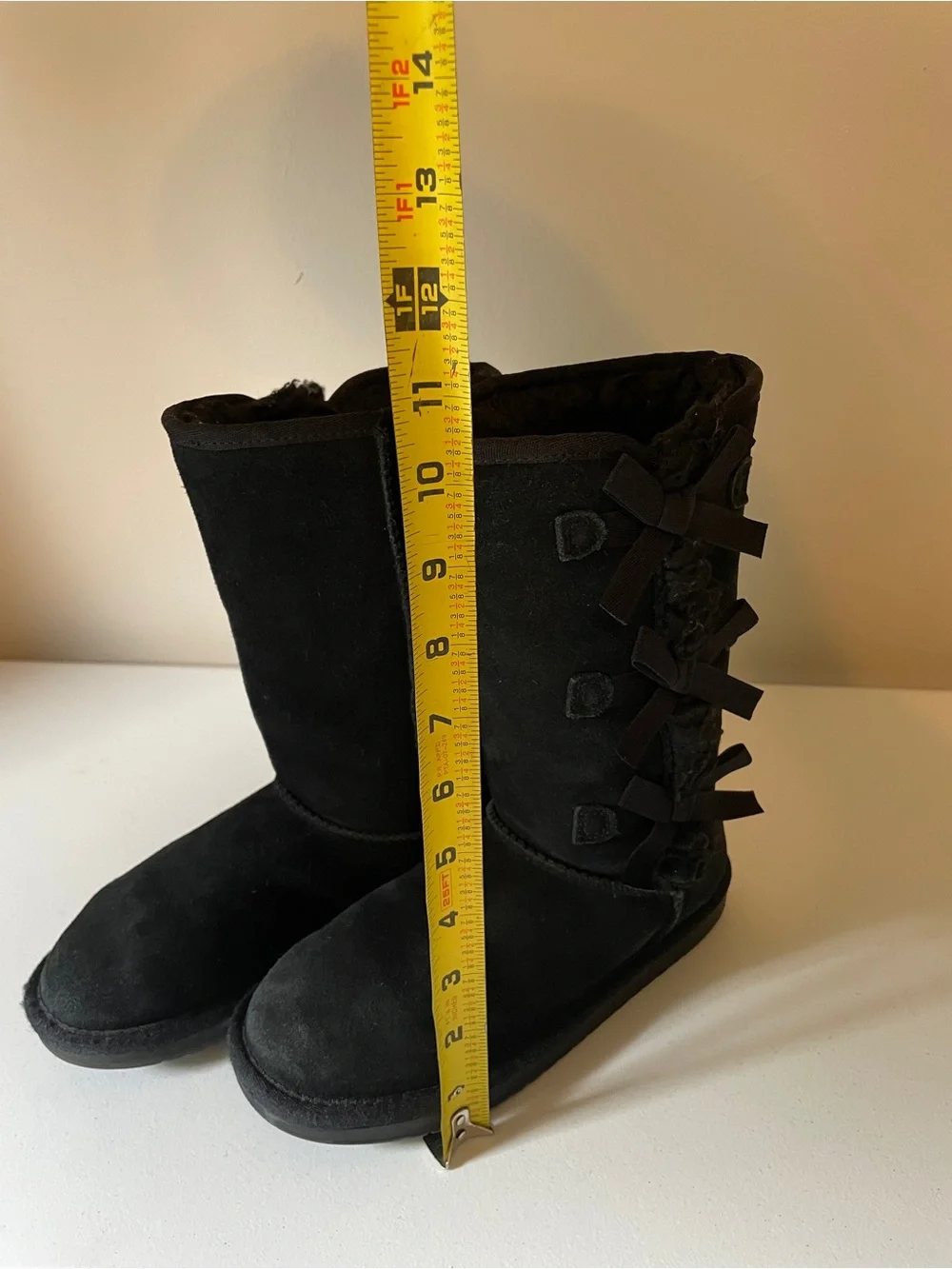 Koolaburra By Ugg Victoria Suede Bow Tall Boots Black Youth Size US 2
